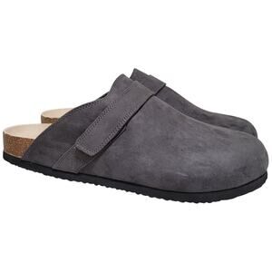 Sun + Stone Men Kade Slip On Footbed Clogs Size US 9.5M Grey Faux Suede